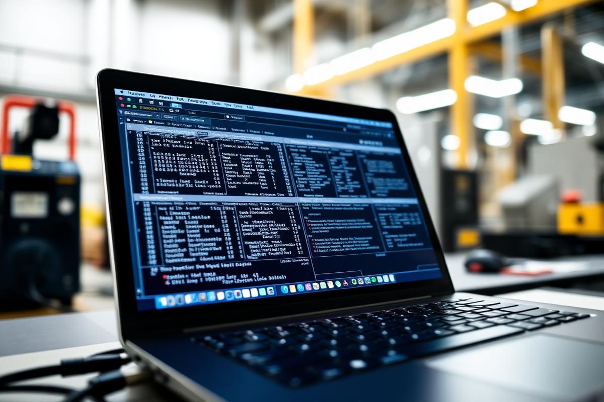 PLC programming on a laptop